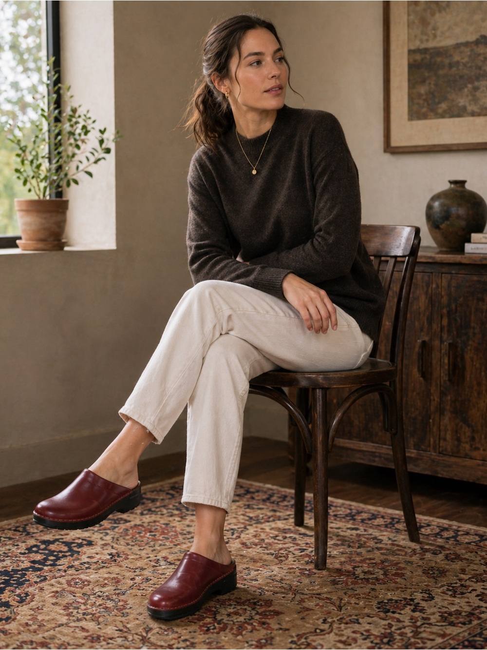 Dansko Burgundy Leather Clogs